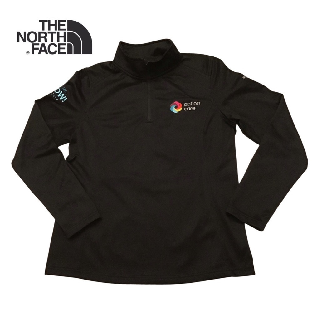 The North Face Black 1/4 Zip Pullover w Corporate Logo EUC Size L